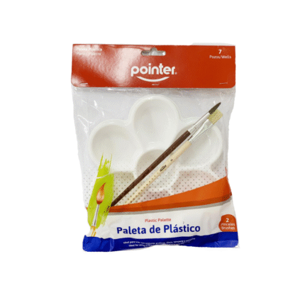 PALETA PLASTICA FORMA FLOR + 2 PINCELES POINTER