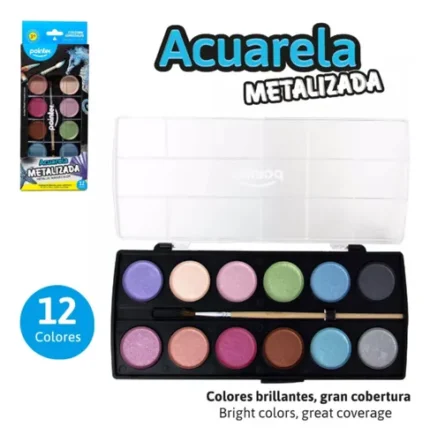 ACUARELA METALIZADA 12 COLORES POINTER