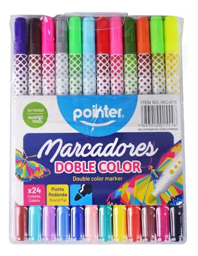 MARCADORES DOBLE COLOR X24 COLORES POINTER