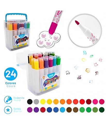 MARCADOR CON SELLO 24 COLORES POINTER